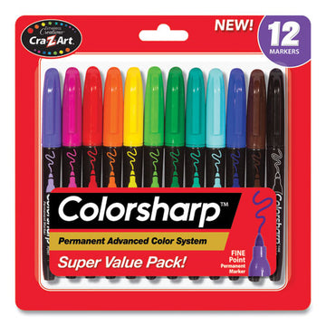 Cra-Z-Art® Colorsharp Permanent Markers, Fine Bullet Tip, Assorted Colors, 12-set freeshipping - TVN Wholesale